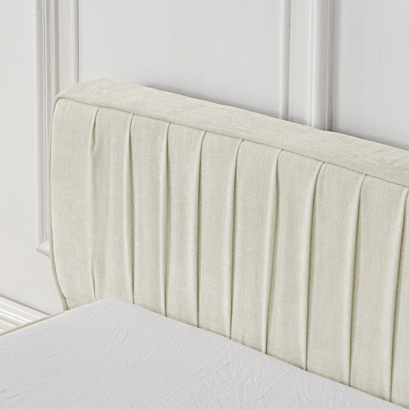 Lit plateforme tapissier, Beige