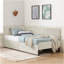 Structure de lit simple tapissier avec 2 tiroirs de rangement, canapé-lit réglable en velours, beige