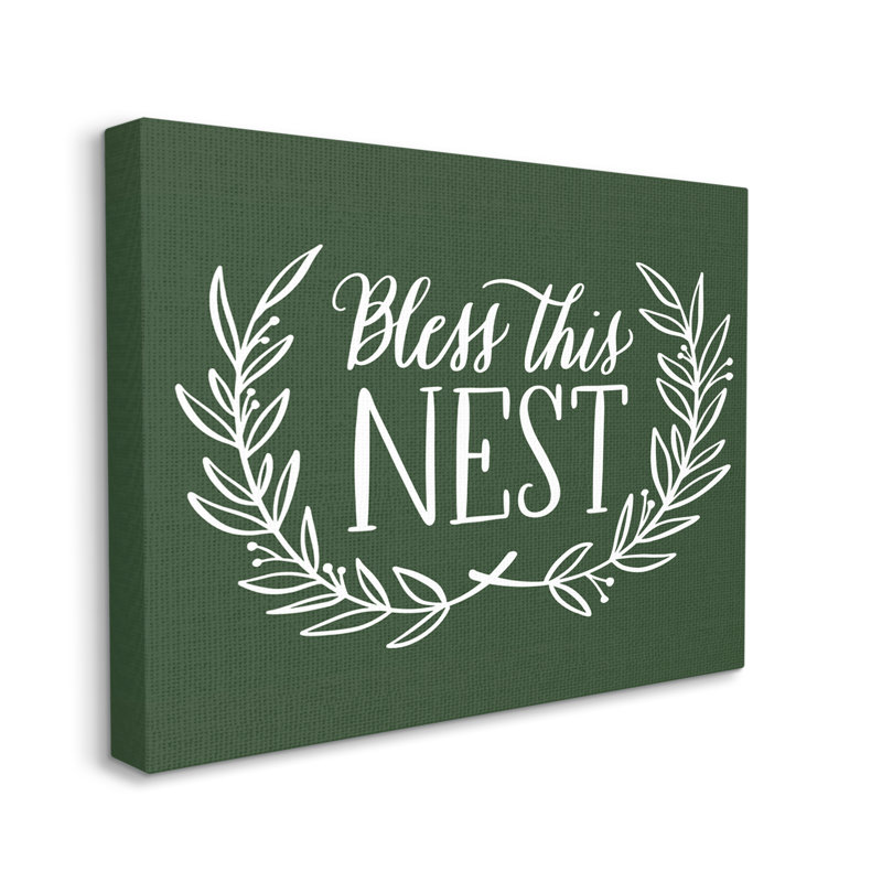 Bless This Nest Laurel, Toile tendue, H 20 po x l 20 po x P 1,5 po