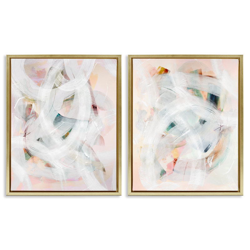 Ensemble de cadres flottants 2 pièces Subtle & Soft Abstraction, design par Gemma Bardot, H 21 po x l 17 po