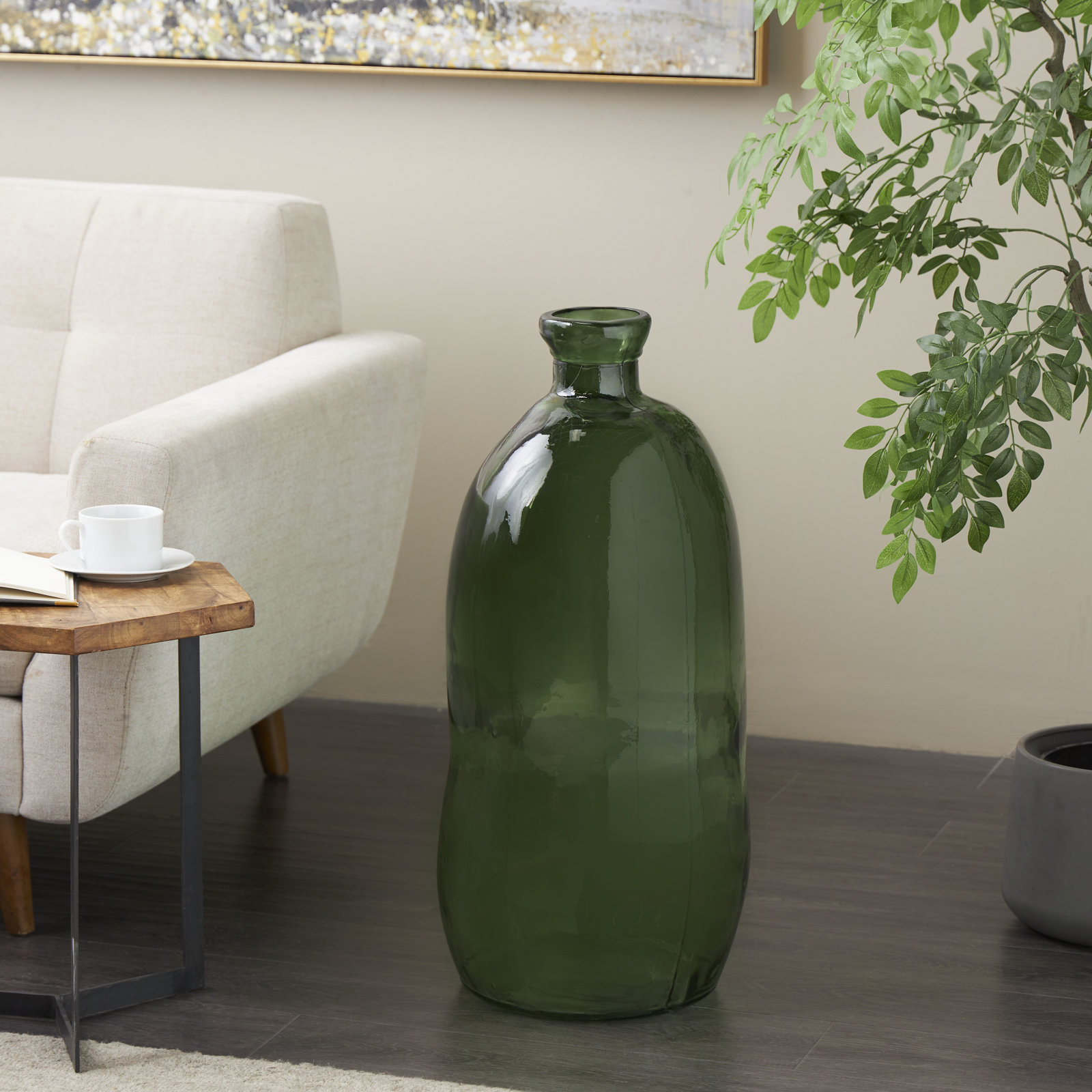 Dorival Floor Vase, 29" H x 13.05" W x 13.4" D, Green