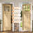 6-Lite Double Front Entry Door with White Frame Solid Pine Wood Exterior Door Clear Glass Natural Finish, Silver Hinges & Flush Bolt-135599804