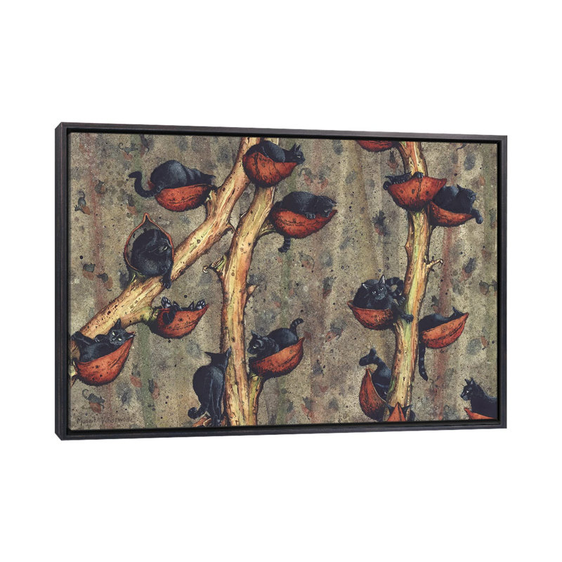 « Catkins » par Maggie Vandewalle-reproduction d’art, H 18 po x l 26 po x P 1,5 po, Toile avec cadre noir patiné