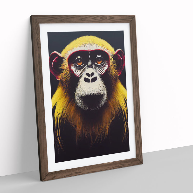 Magnificent Monkey - Framed Print, 34cm H x 25cm W x 2cm D, Walnut