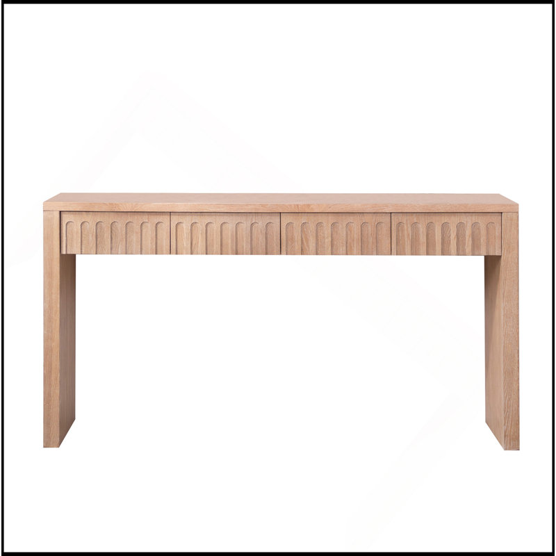 Console moderne à 4 tiroirs - Table d'entrée de 59,2 po en bois naturel, Naturel
