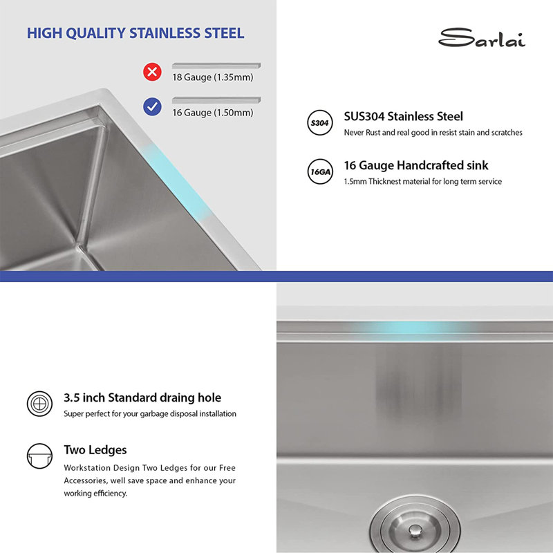 30'' L Farmhouse / Apron Single Bowl Stainless Steel Kitchen Sink