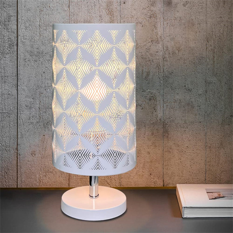 Metal Table Lamp, White, White