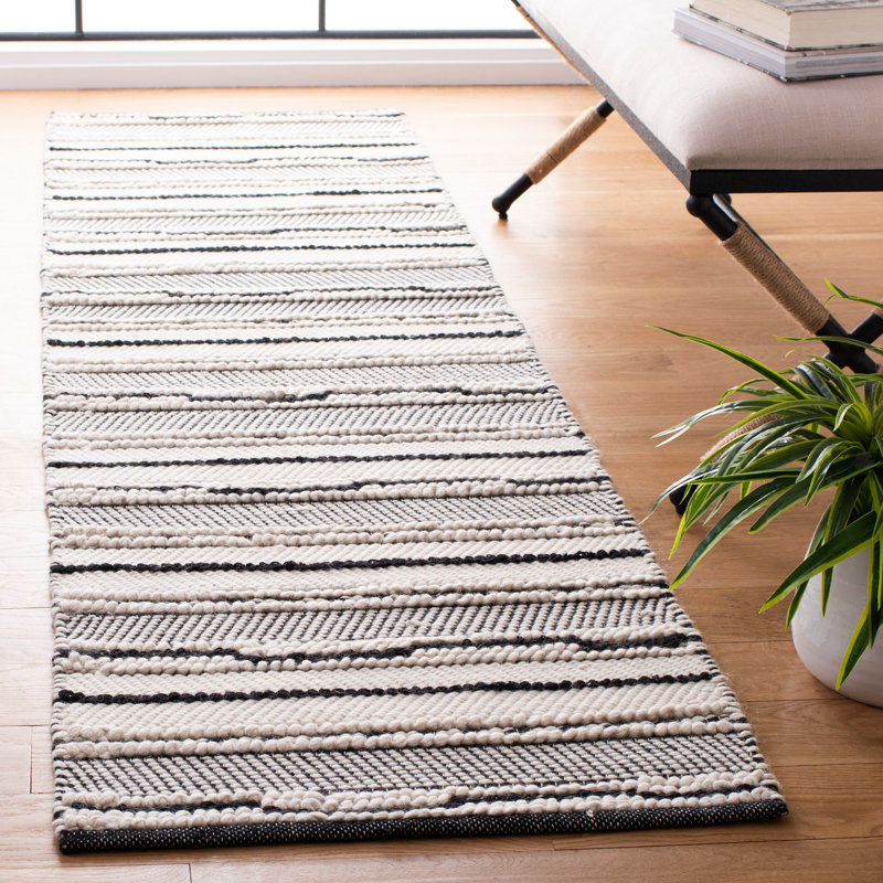 Tapis noir / ivoire Judsonia 281, Tapis de couloir 2 pi 3 po x 8 pi