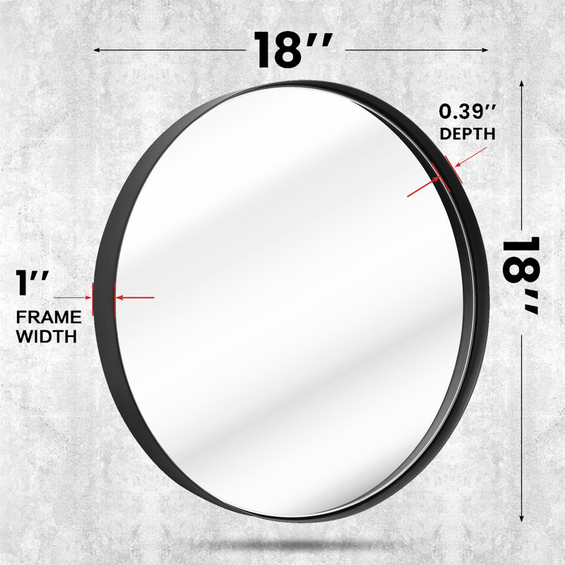 Modern Round Wall Mirror Bathroom Vanity Mirror Accent Circle Mirrors for Wall decor, 18" x 18", Black