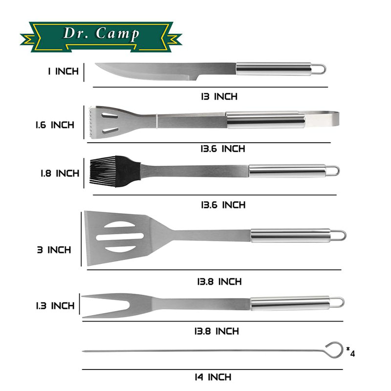 9 pièces d'accessoires de barbecue, outils pour ensemble de barbecue, matériau en acier inoxydable, ensemble d'outils pour barbecue