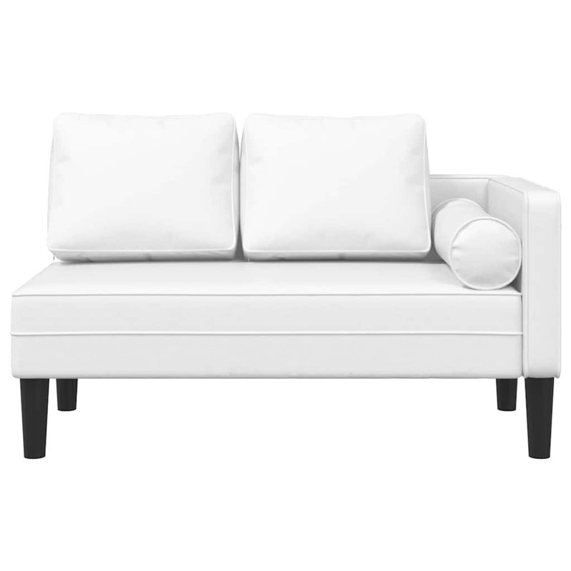  Chaise longue avec coussins en similicuir blanc, Blanc