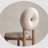Round Back Vanity Chair - Soft Cushion With Brown Legs For Bedroom & Living Room