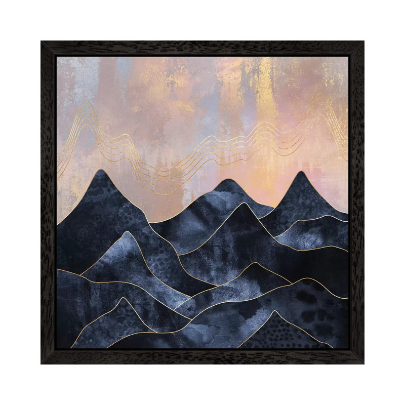 Mountainscape - Print on Canvas, 45.72 cm H x 45.72 cm W, Black Framed
