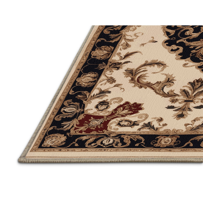 Tapis brun français lavable à la machine, Rectangle 7 pi x 9 pi