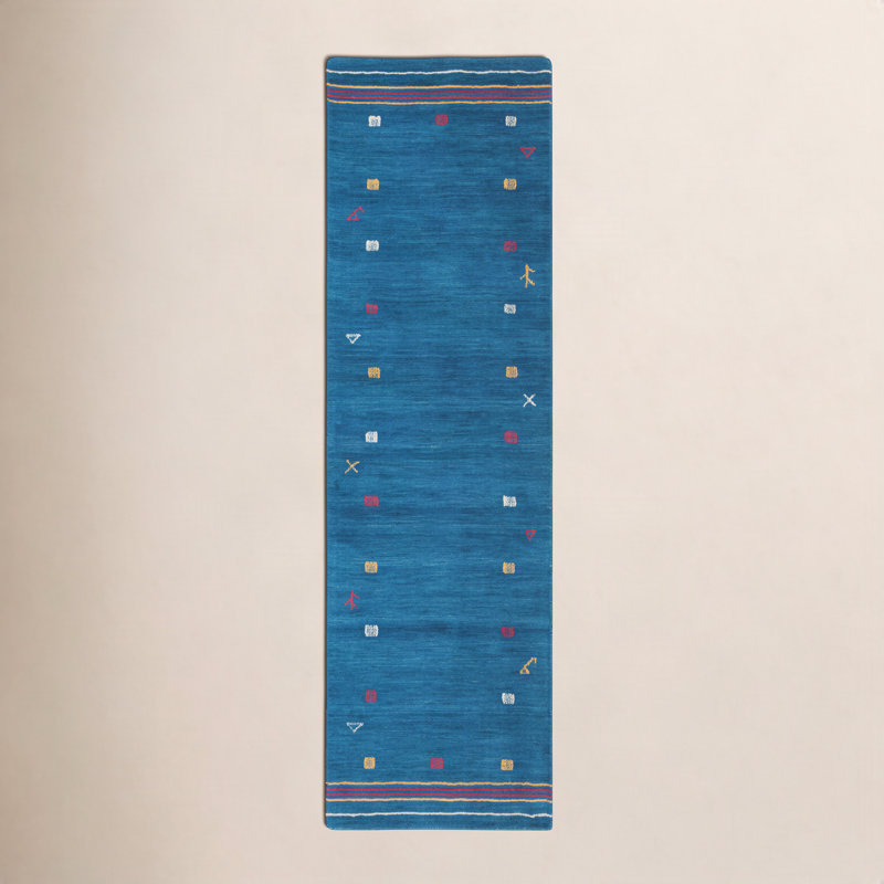 Tapis bleu Danette, Tapis de couloir 2 pi 3 po x 8 pi
