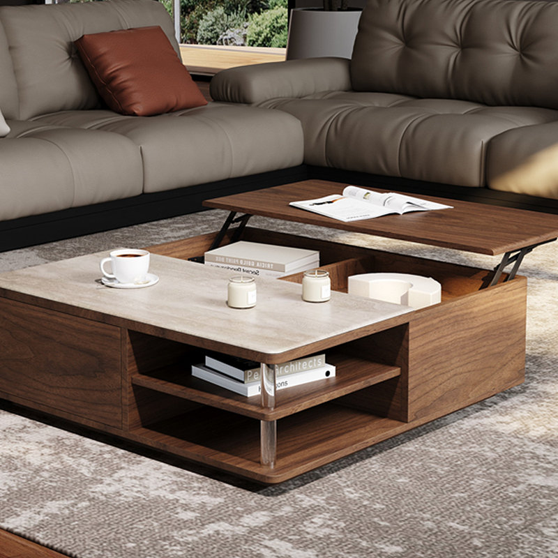 Walnut high-end adjustable coffee table