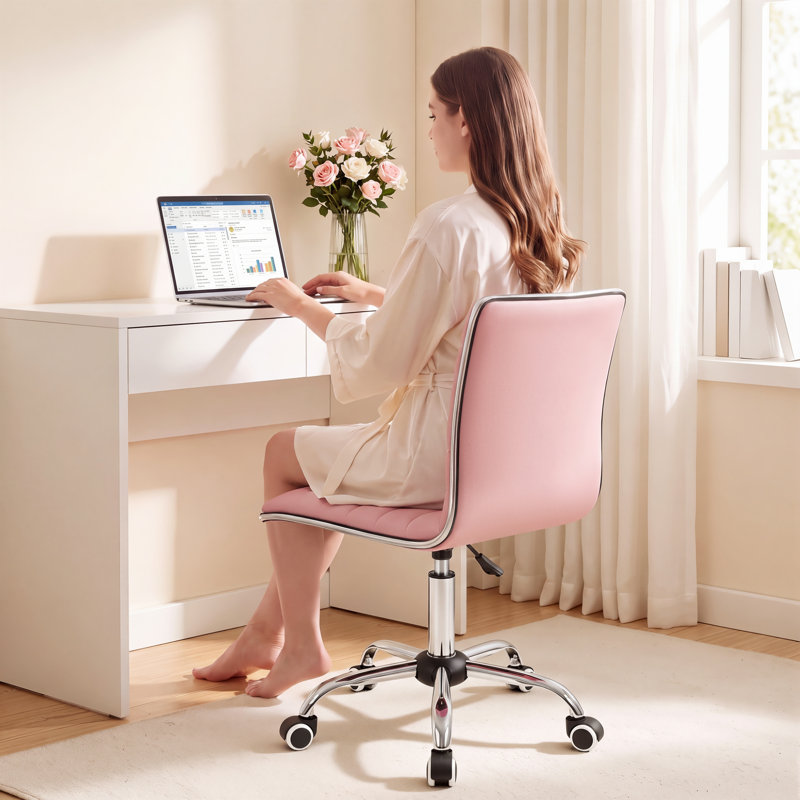 Chaise de bureau d'ordinateur Kaycee, Rose