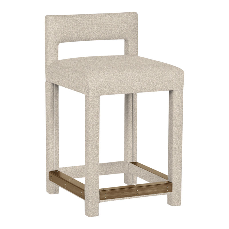 Utica By Thom Filicia Upholstered Counter Stool with Solid Wood Frame, Hampton, Vapeur Nadia