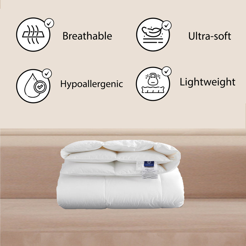 Dijon White Duck Down 625 Loft Fill Power Winter 289TC Comforter, Queen