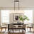 6-Light Large 42.52'' Black Modern Drum Chandelier, Over Table Island Light With Fabric Shade For Dining Room, Kitchen Island, Living Room-37632294-36001631