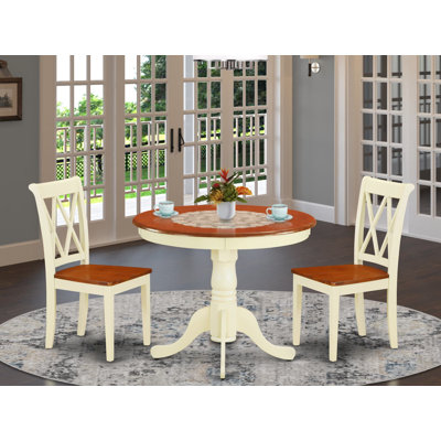 Eleanna Springs 2 - Person Rubberwood Solid Wood Dining Set by Red Barrel Studio
