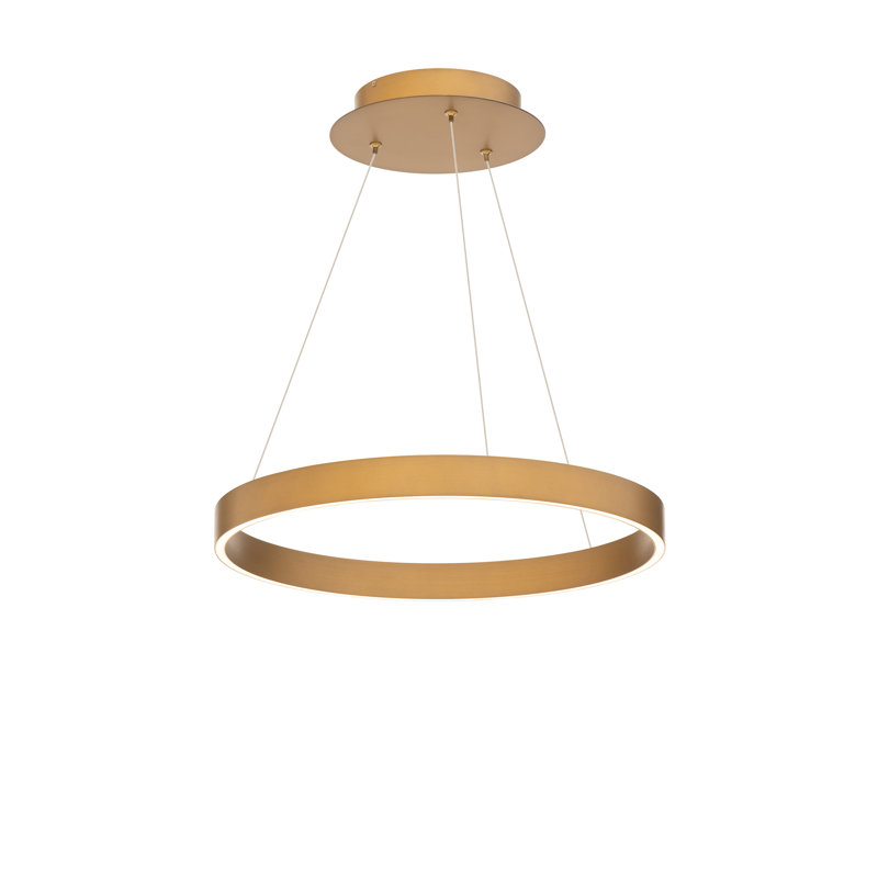 Luminaire suspendu tambour Sirius Unique à intensité variable DEL, H 120 po x l 18,13 po x P 18,13 po, Laiton antique