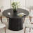 Modern Extendable Dining Table for 4-6 People with Hidden Storage, Foldable Oval Tabletop & Wood Grain Finish-1249319820