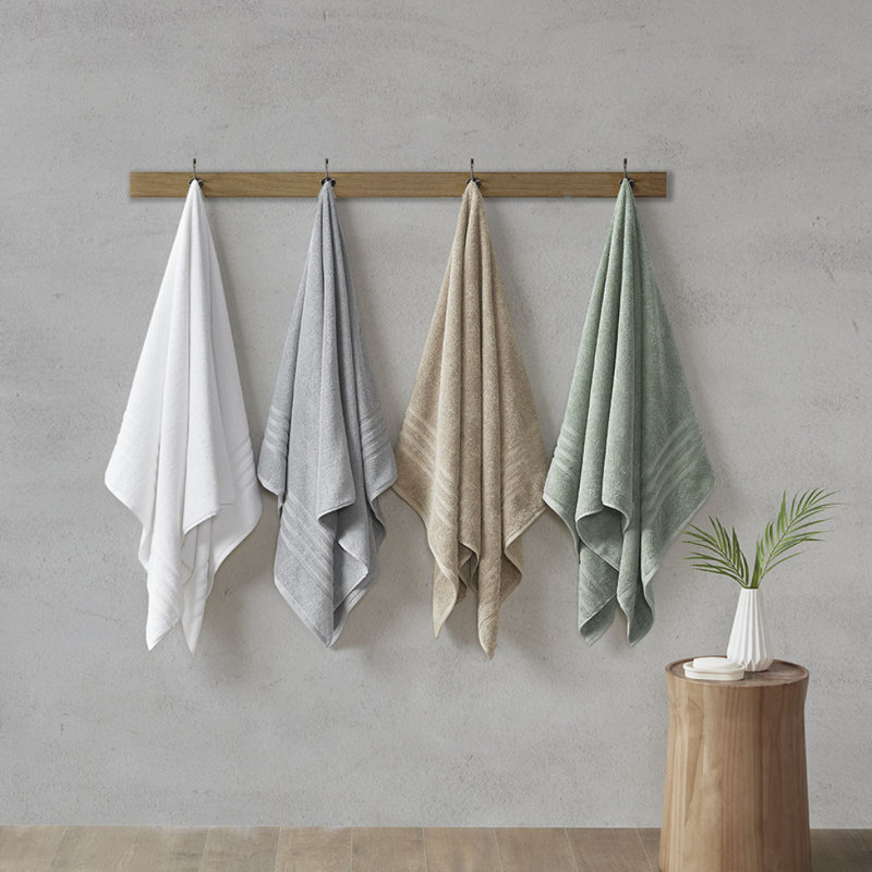 Ensemble 6 serviettes de bain antimicrobien durable, White