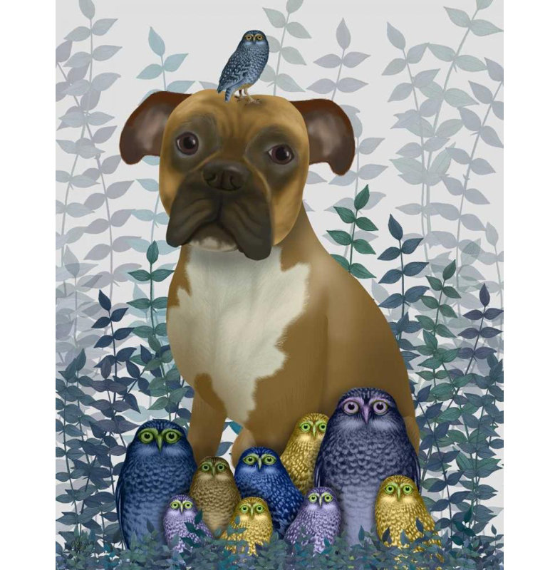Art sur toile tendu Union Rustic Fab Funky Gallery: Boxer and Owls, H 45 po x l 36 po
