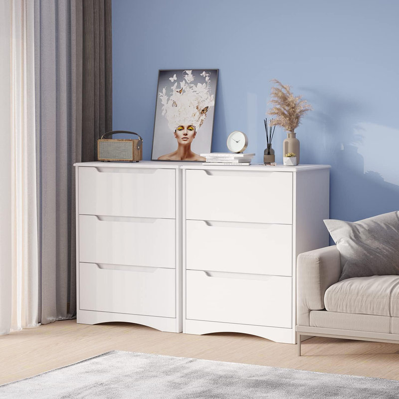 Michiaki 23.6" W 3-Drawer Dresser , White