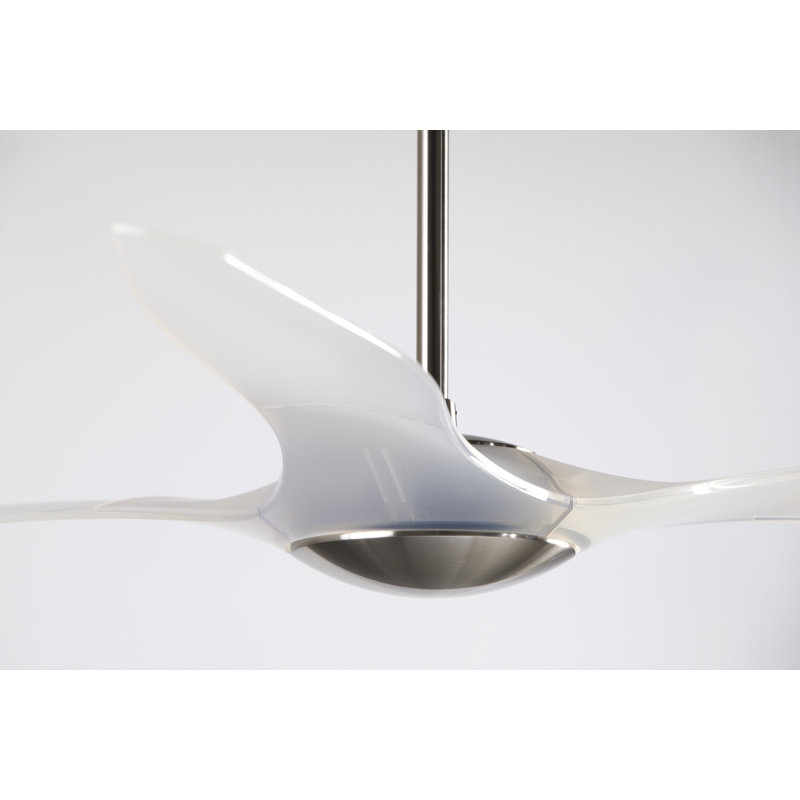 IC Brisa Downrod Ceiling Fan, Bright Nickel/Translucent, Handheld Remote Control