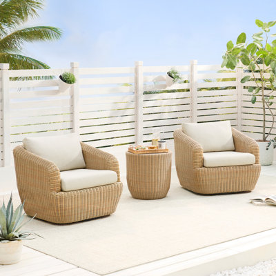 Cambelle 2-Person Swivel Rattan Seating Group with Cushions by Wade Logan
