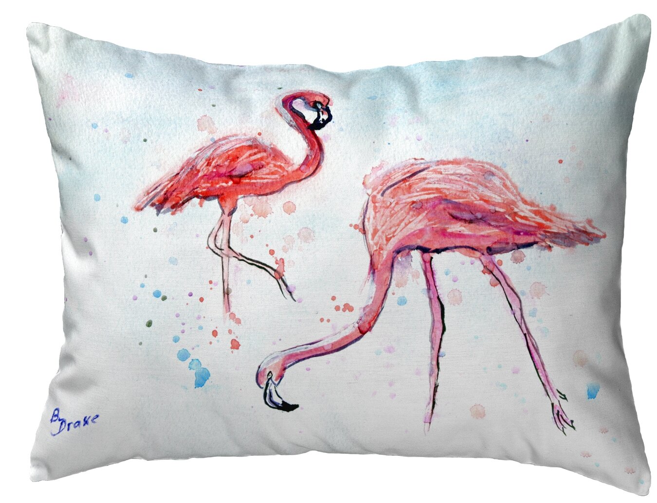 Betsy Drake Interiors Funky Flamingos Outdoor Rectangular Pillow Cover