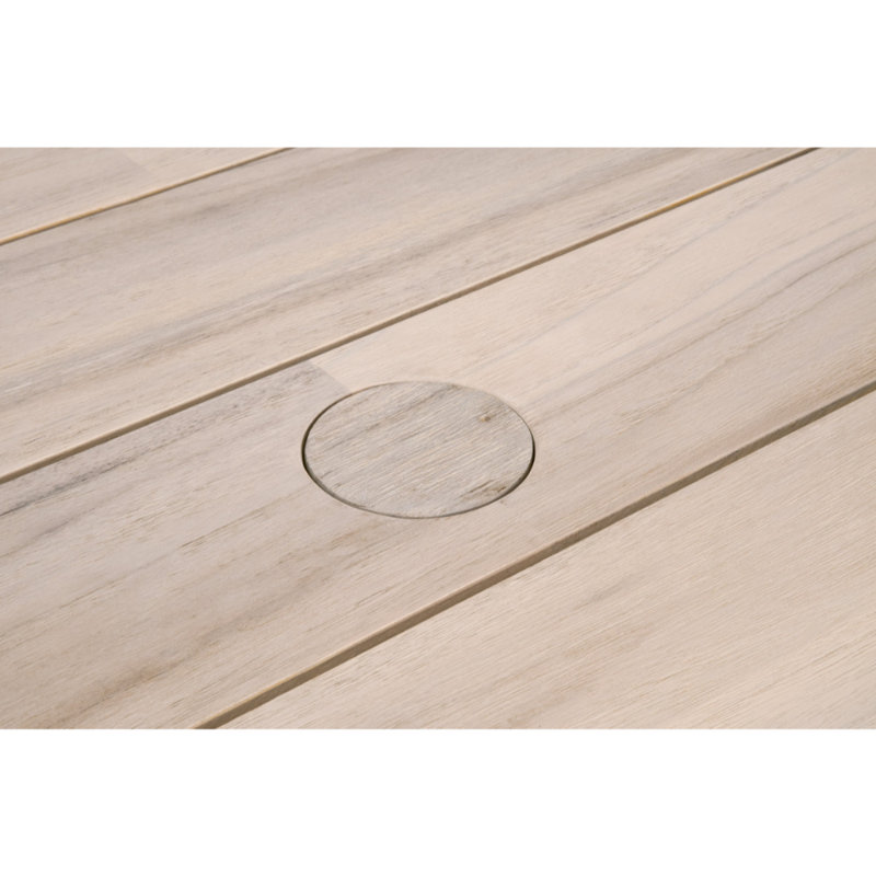 Transitional Gray Teak Solid Wood Outdoor Dining Table