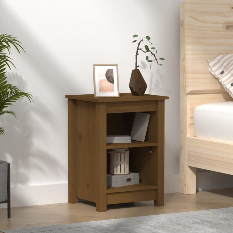 Brayden Studio Bedside Cabinets 2 Pcs 40X35x55 Cm Solid Wood Pine, Light Brown, Individual