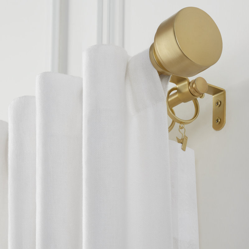 Brushed Gold Adjustable Double Curtain Rod Set with Mod Finials