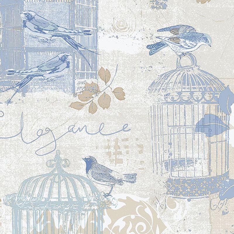 Rouleau de papier peint L 33 pi x l 21 po Amilya, Bleu/beige