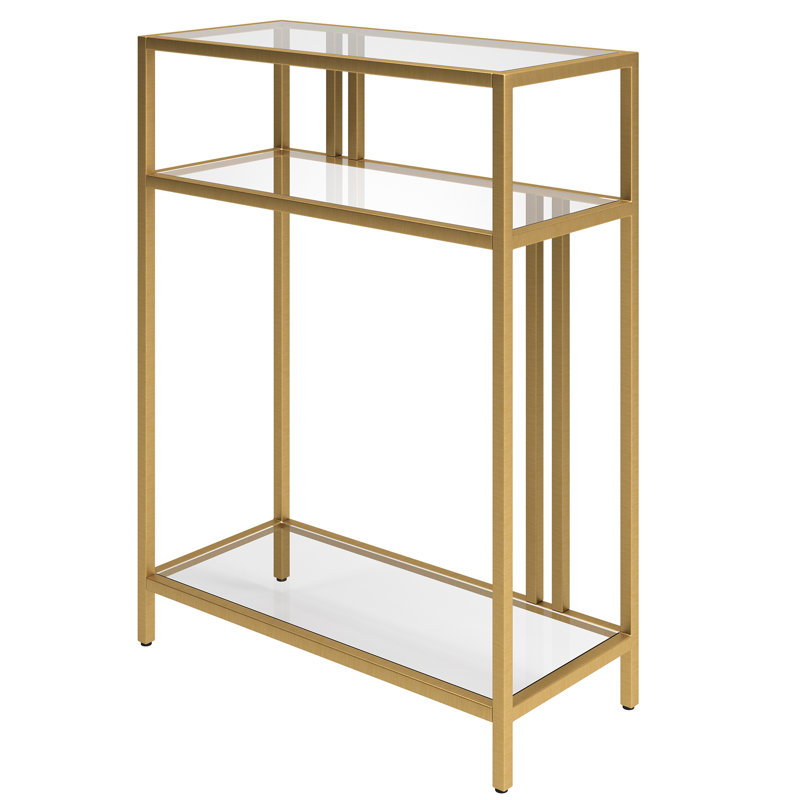 Adamsville 55.9cm Glass Top Console Table, Brass