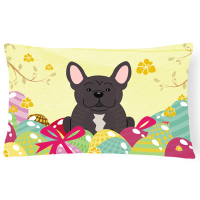 Coussin lombaire rectangulaire bouledogue de pâques œufs