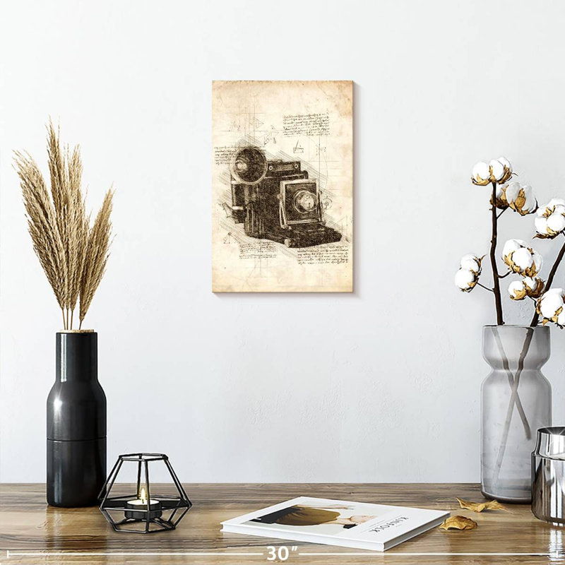 Laelle Old Camera Blueprint, 12" H x 8" W