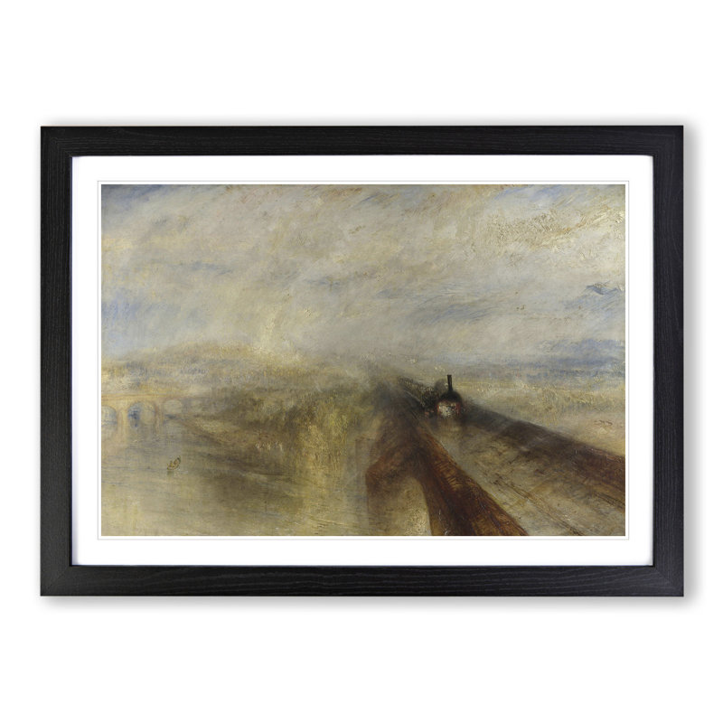 Rain, Steam and Speed by Joseph Mallord William Turner - Picture Frame Painting, Black Framed, 27cm H x 36cm W x 2cm D