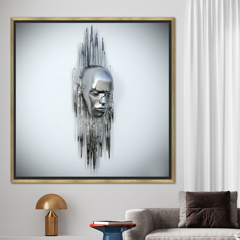 Print on Canvas, 80 cm H x 80 cm W, Framed Print without Mat, Gold