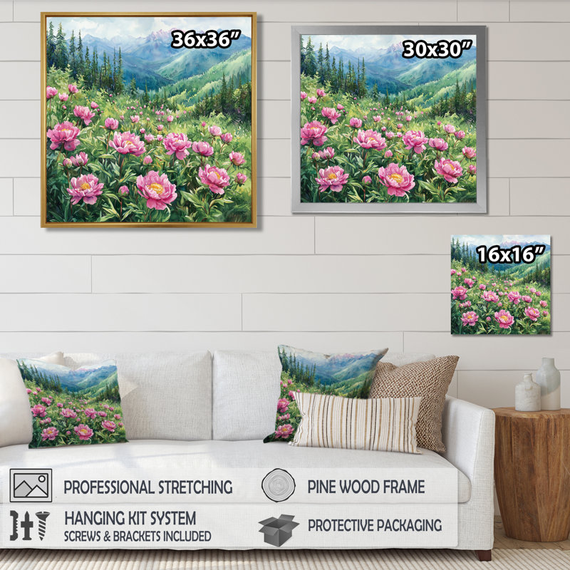 Gervasia Pivoines dans les forêts - III, art mural pivoines, H 16 po x l 16 po, Reproduction encadrée d'une seule photo
