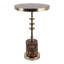 Table d'appoint ronde en métal à colonnes superposées, de style moderne, pour salon - Table d'appoint contemporaine au profil étroit, idéale à côté du canapé - 58 cm, bronze et brun