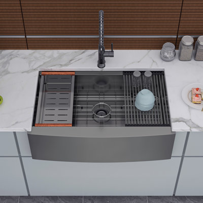 30'' L Farmhouse / Apron Single Bowl Stainless Steel Kitchen Sink