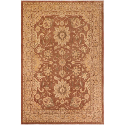 Tapis brun / brun clair en laine noué à la main 10 pi 3 po x 13 pi 5 po Floral