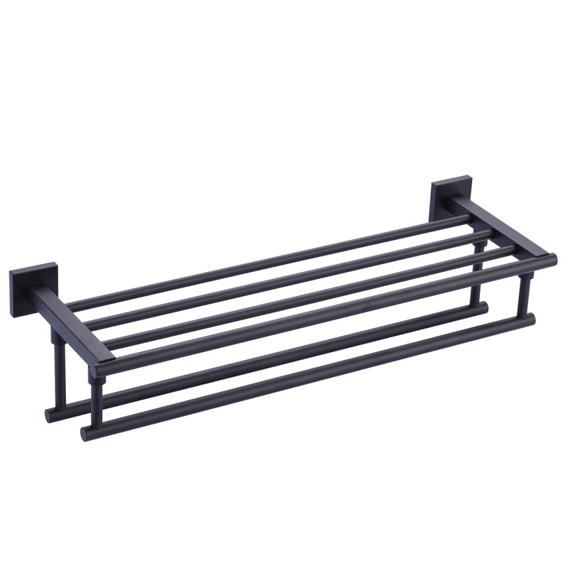 Porte-serviettes mural noir mat à 2 porte-serviettes, Noir mat, 24"