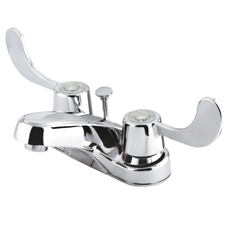 Centerset Bathroom Faucet with Double Wrist Blade Handles, With Brass Pop Up Drain