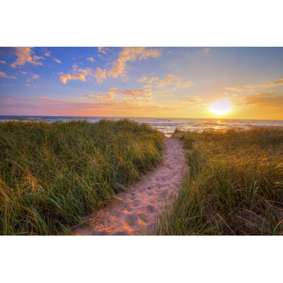 Sunset Beach Path - Wrapped Canvas Print