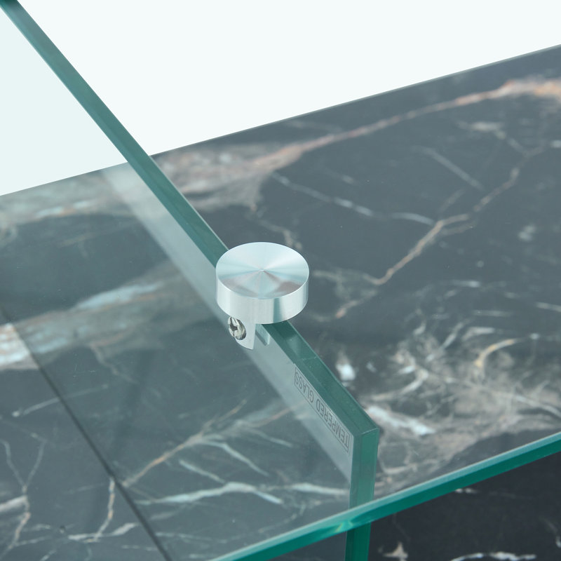 43.3 Inch Modern Two-Tier Coffee Table, Black
